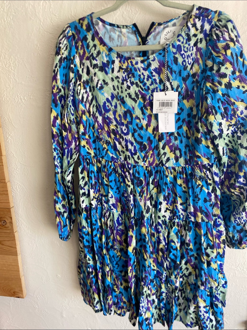 Blue Multi Animal-Print Tiered Midi Dress